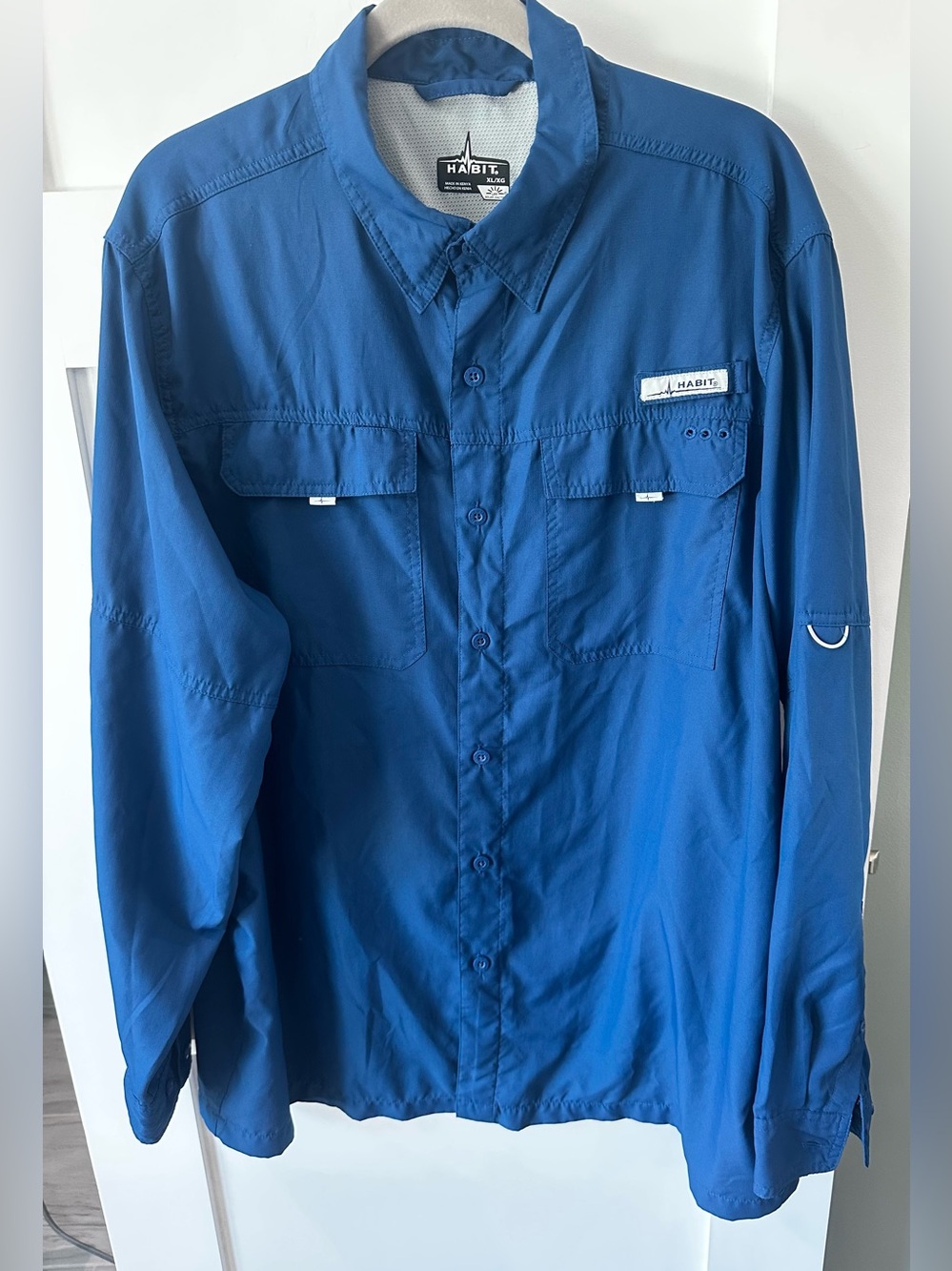Habit Men's Blue Springs Long Sleeve River Guide Fishing Shirt Style Sun UPF  XL